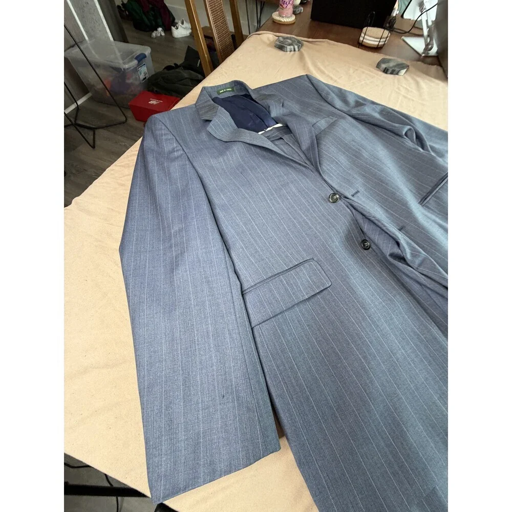 Vintage Ralph Lauren Gray Pinstripe Wool 2-Piece Suit Men's 42L